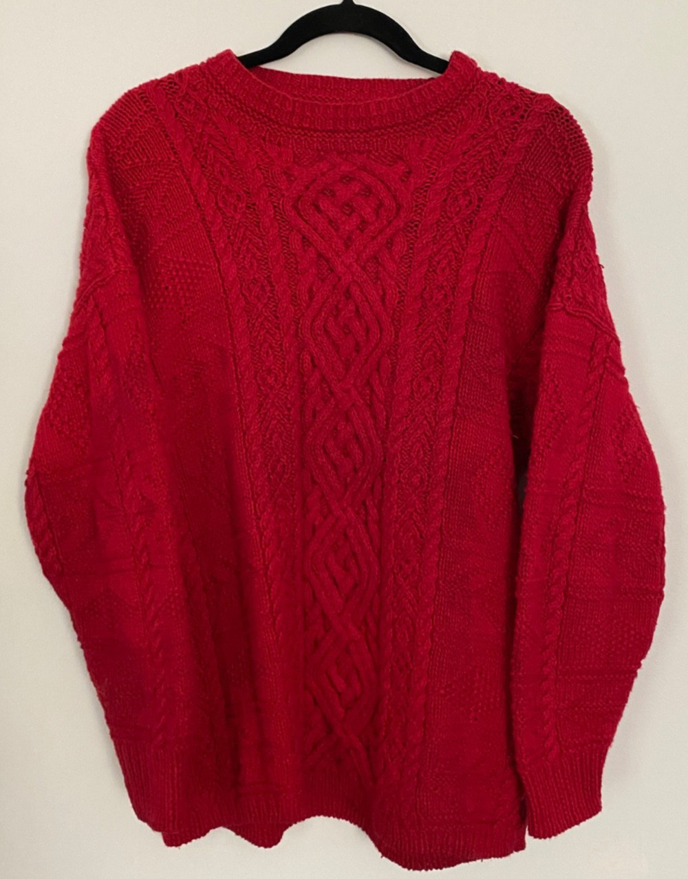 Vintage 90s Express International Handknit Chunky Cable Sweater S Fisherman
